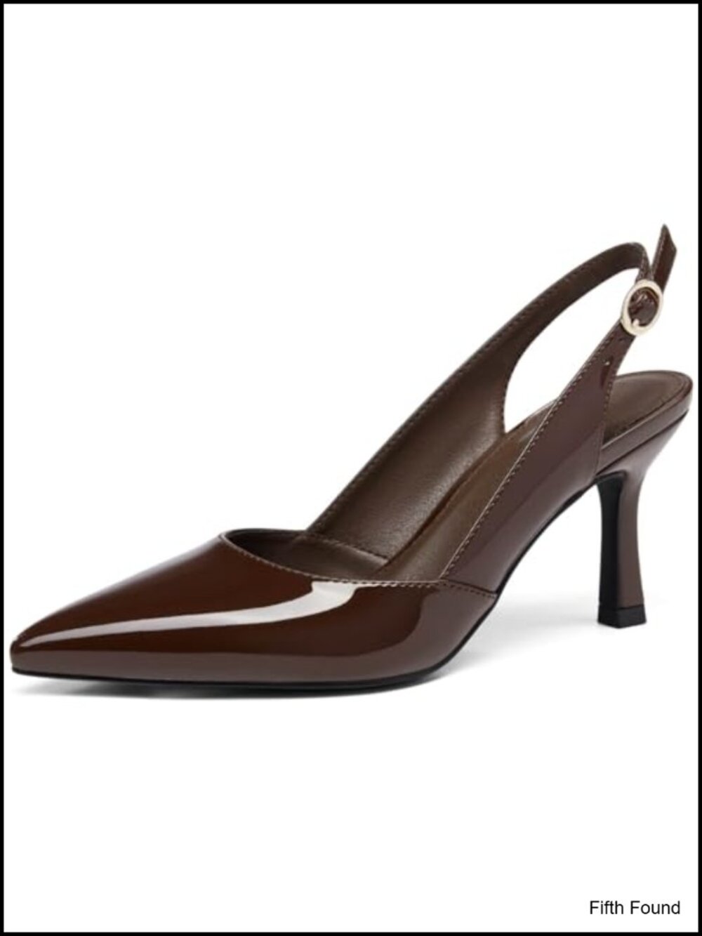 Rilista Slingback Kitten Heels Closed Pointed Toe Faux Leather Pumps